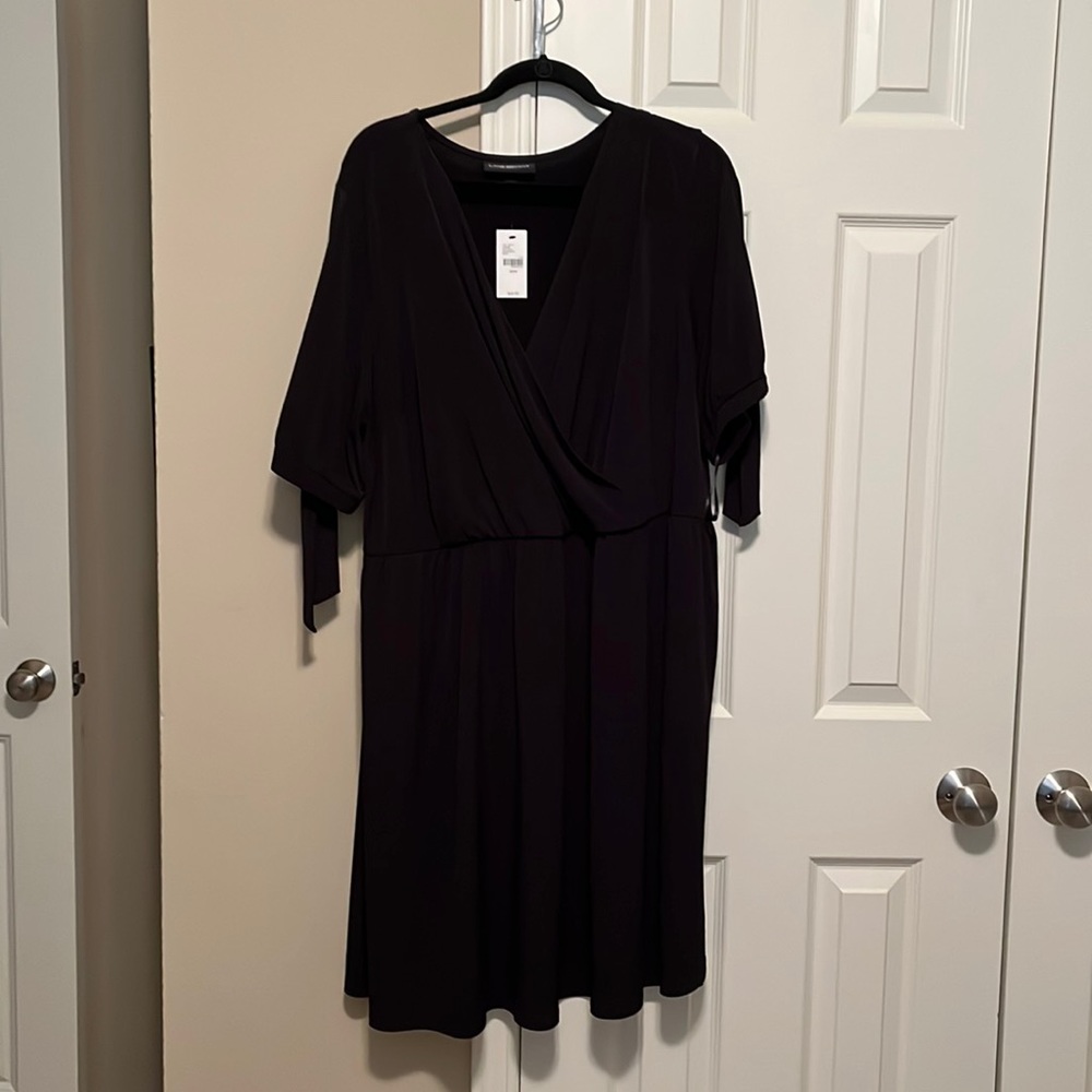 Lane Bryant tea length black dress NWT